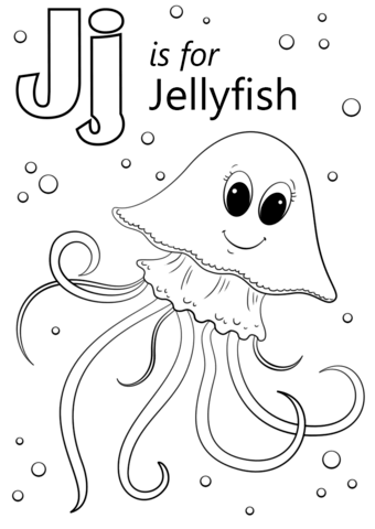 Letter J Is For Jellyfish Coloring Page